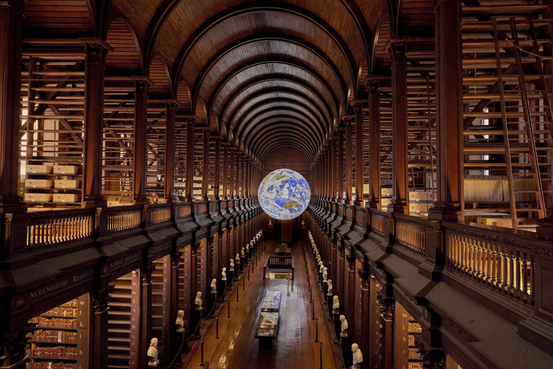 Image of Gaia in the Long Room in the Old Library